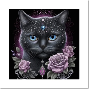 Crystal British Shorthair Black Cat Posters and Art